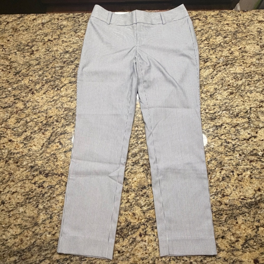 NEW Calvin Klein Womens Navy White Pinstripe Straight Leg Dress Pants Size 6 ws